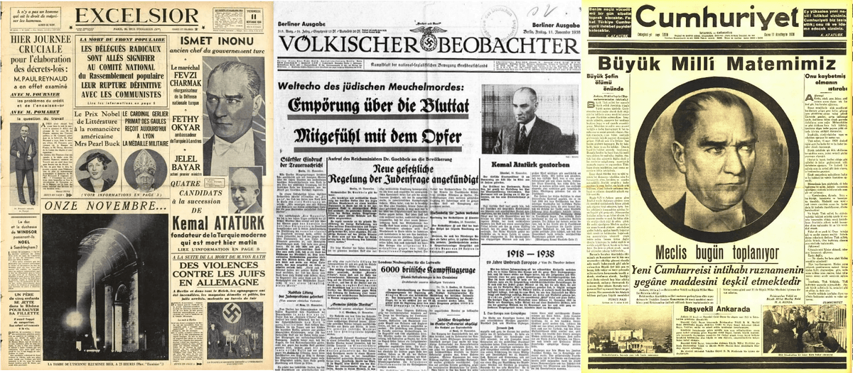 11 Kasım 1938 Günü Dünya Gazeteleri